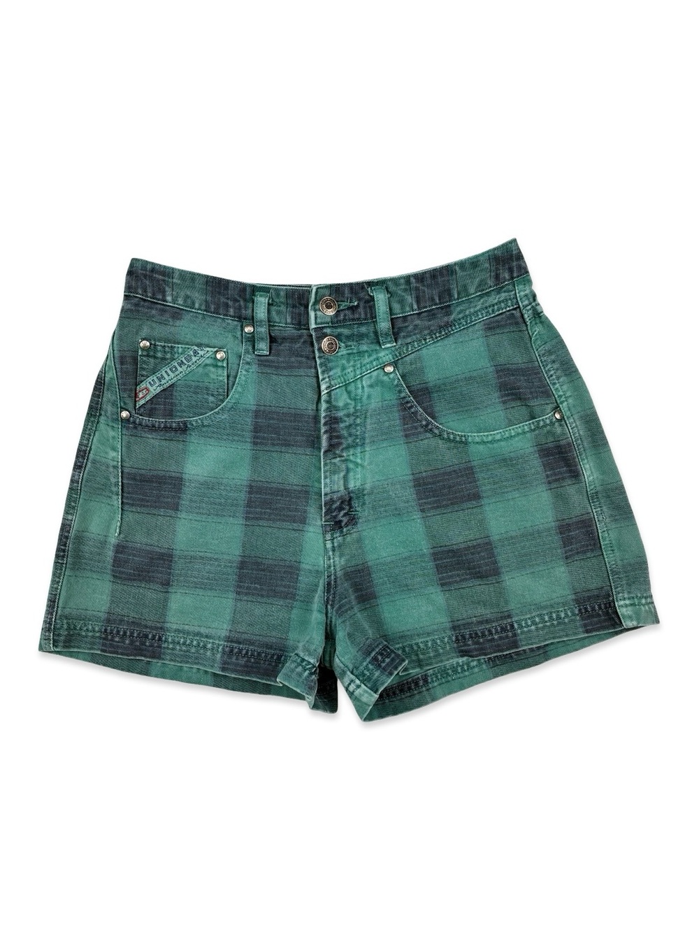 Unionbay Vintage 90s Green Plaid High Rise Shorts